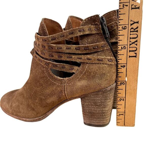 Frye Bootie Naomi Pickstitch Women 7B Brown Suede Strappy Ankle Junk Gypsy Boho - Picture 5 of 13